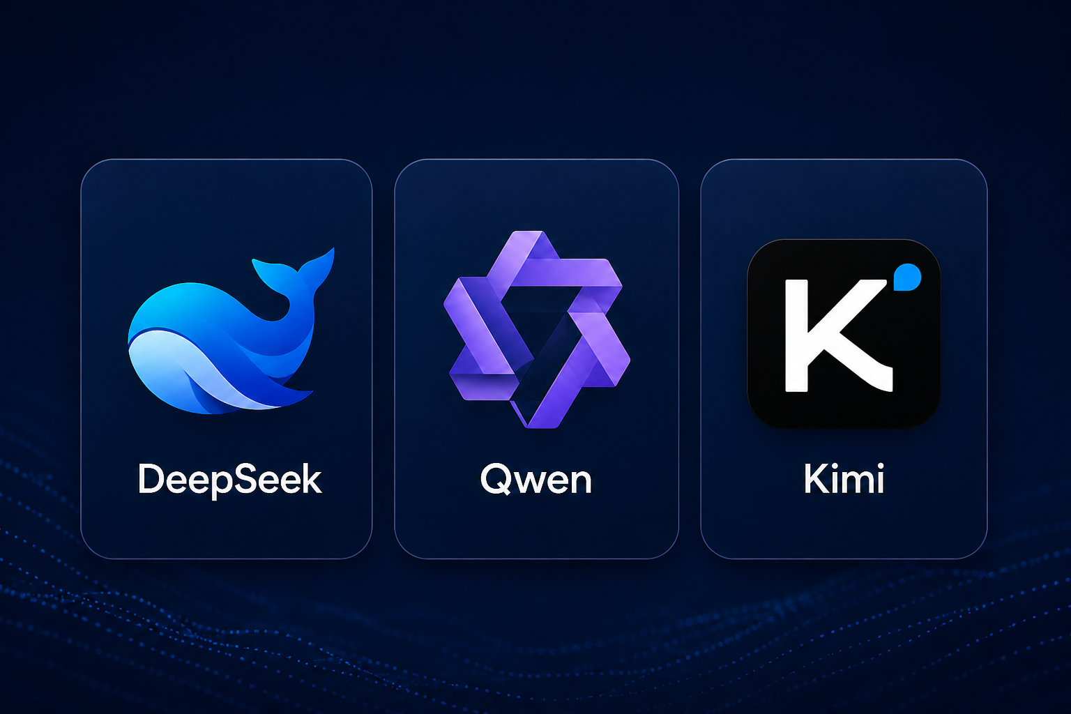 Comparaison visuelle des univers DeepSeek, Qwen et Kimi