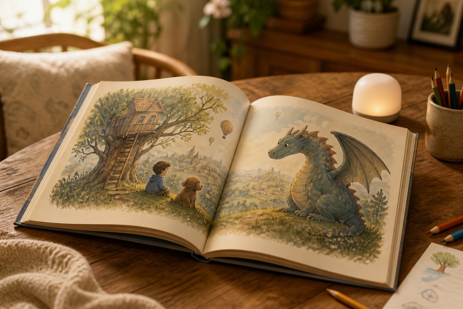 Livre de contes illustré personnalisé créé avec l'IA